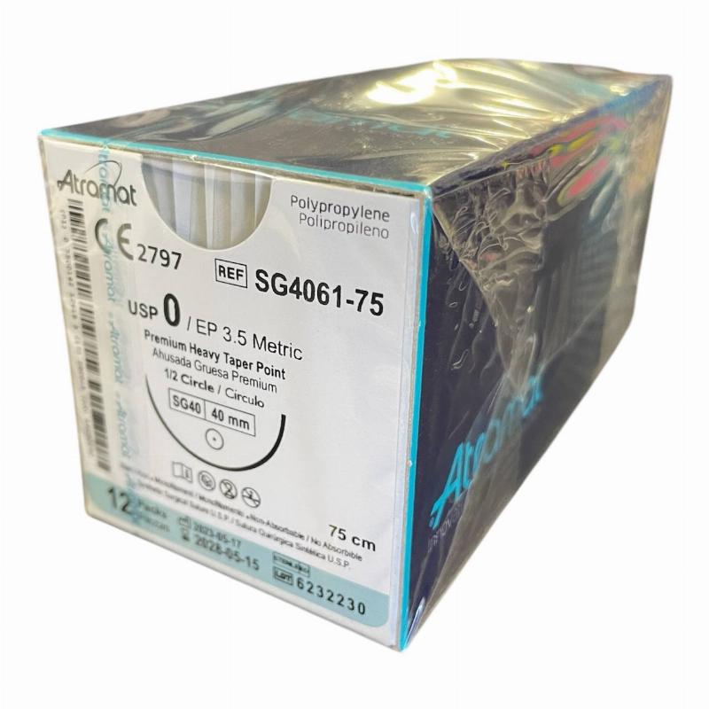 Поліпропілен монофіламент синій, не розсмоктується USP 0 (EP3.5) з колючою голкою 40мм, 1/2кола, довж. нитки 75см